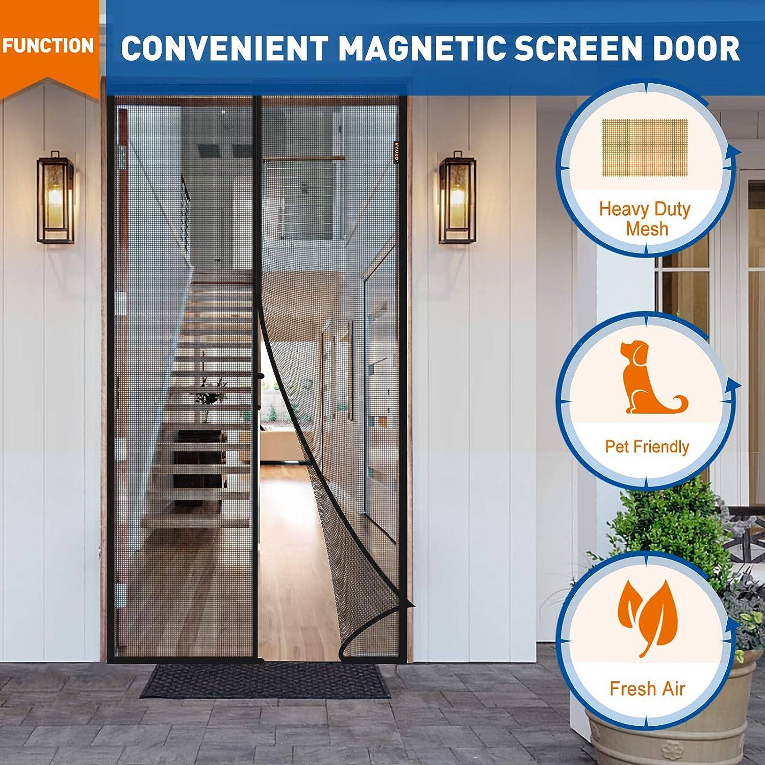 Mosquito Mesh Door - Black, 60cm (W) x 210cm (H): image 2