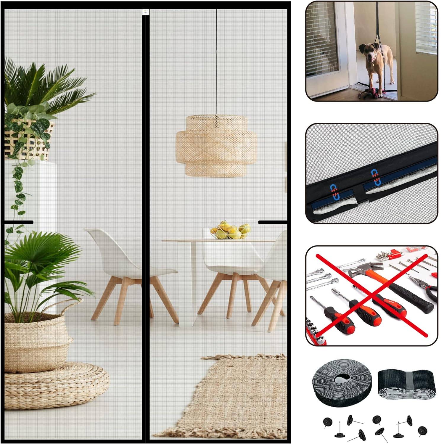 Mosquito Mesh Door - Black, 60cm (W) x 210cm (H): image 6