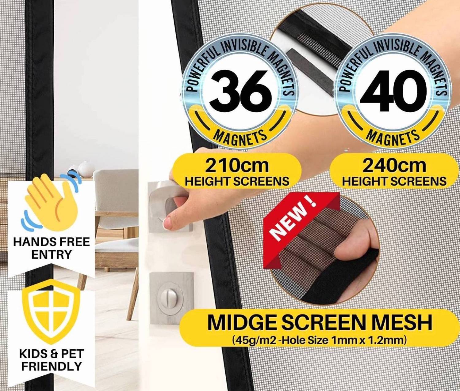 Mosquito Mesh Door - Black, 60cm (W) x 210cm (H): image 7